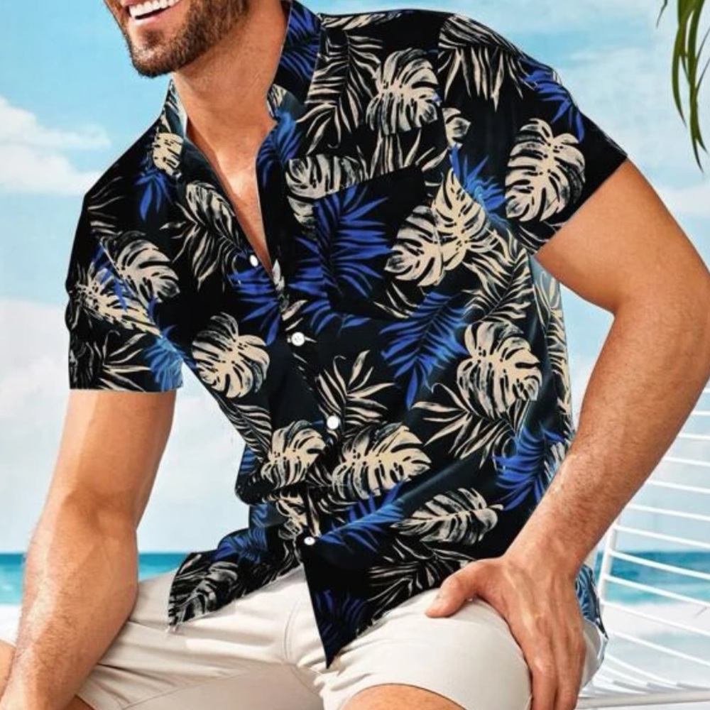 Casual Men’s Tropical Print Shirt
